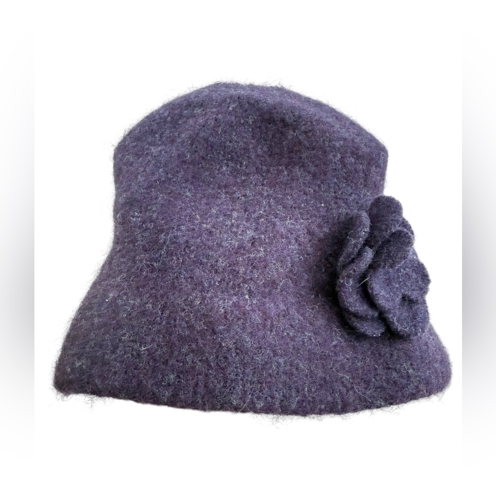 Vintage Barbour Purple Felted 100% Lambswool Winter Bucket Hat Made In Scotland